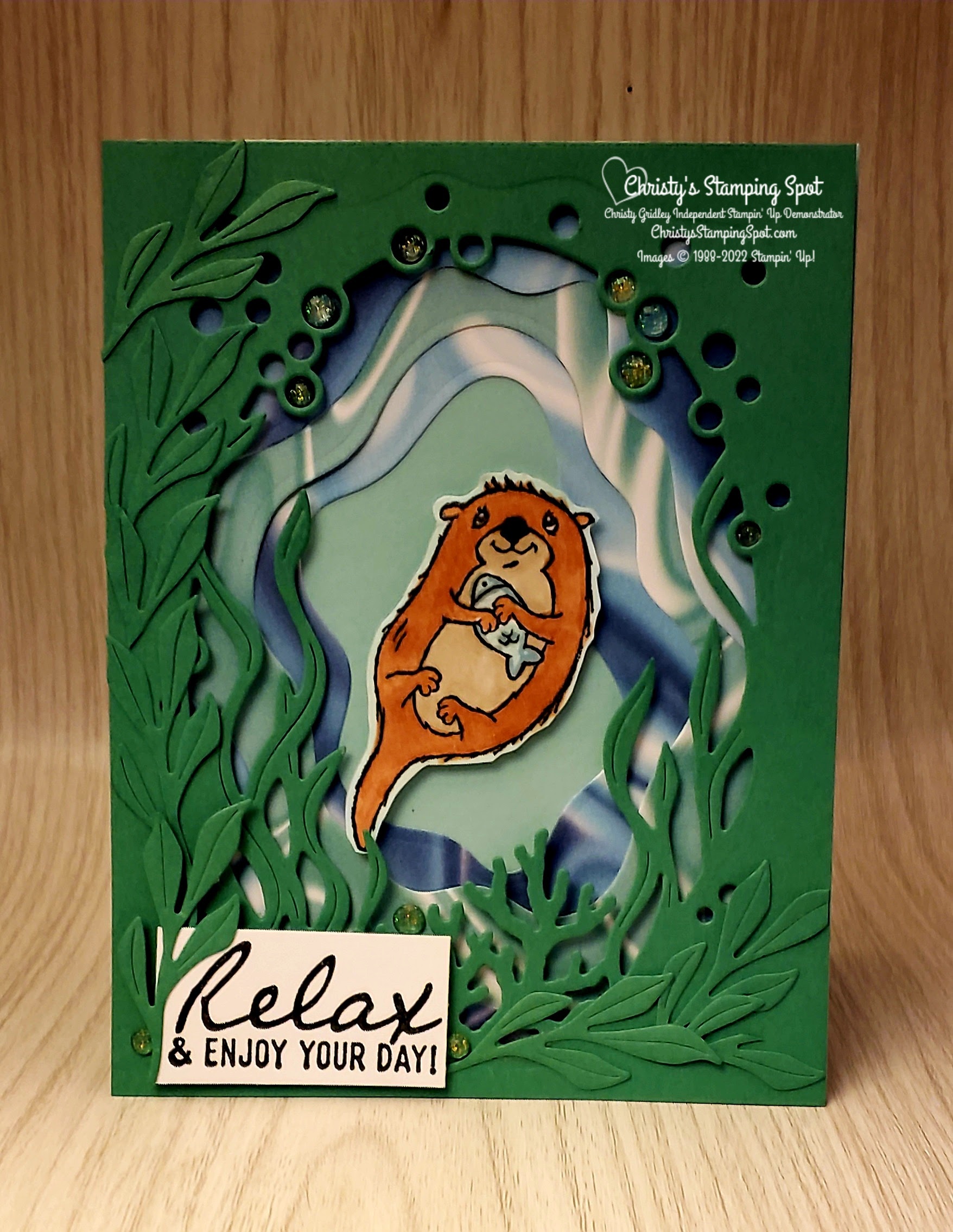 Stampin' Up! Awesome Otters Sea Diorama Card - Christy's Stamping Spot