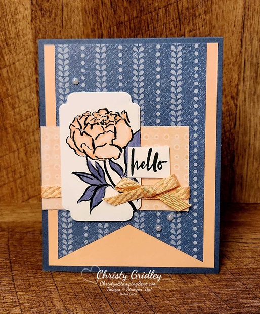 Poised Peony With The Country Lace DSP Card - Christy's Stamping Spot